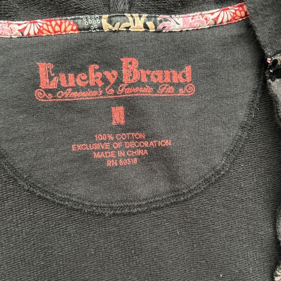 Vintage Lucky Brand Womens Y2K Asian Embroidered Hoodie Size M Skater Grunge - Picture 4 of 11